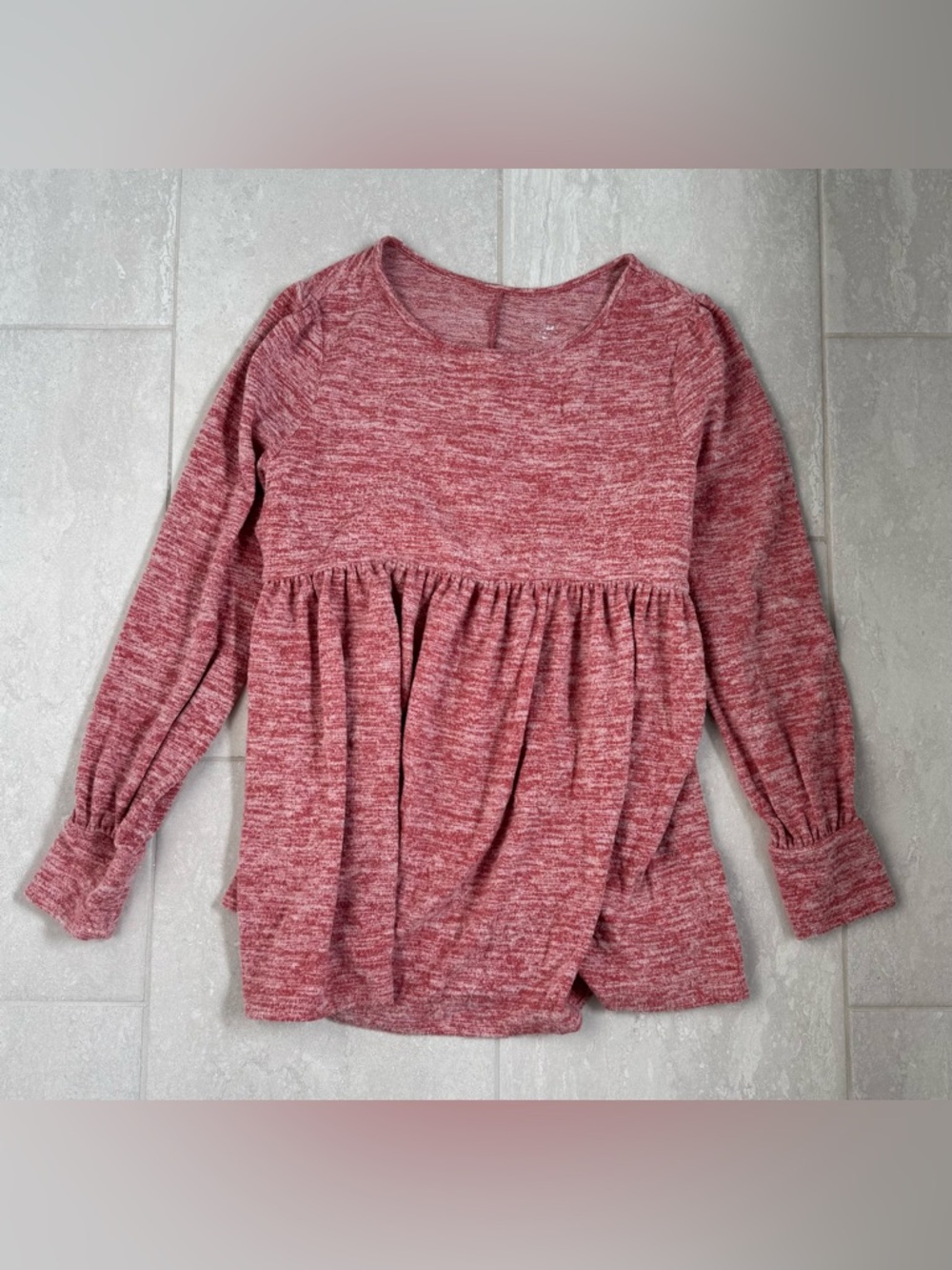 Isabel Maternity by Ingrid & Isabel Heathered Rose Long-Sleeve Babydoll Top